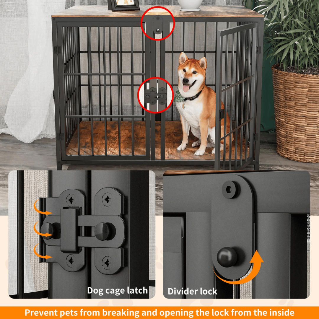 Sturdy Pet Crate with Solid Wood Table Top