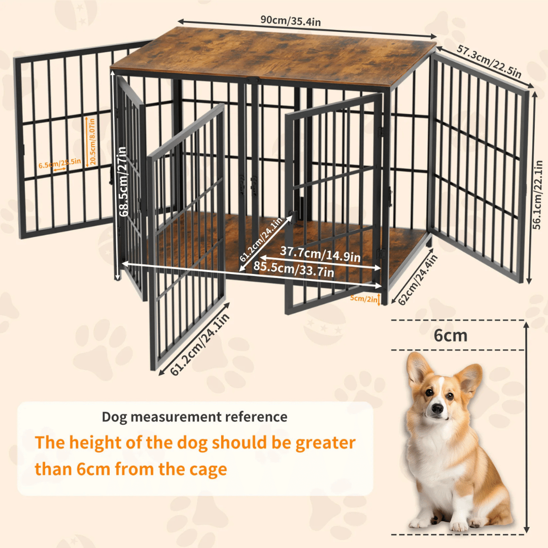 Sturdy Pet Crate with Solid Wood Table Top