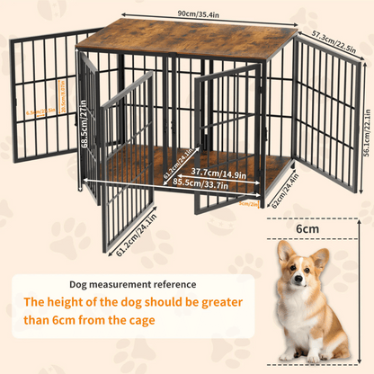 Sturdy Pet Crate with Solid Wood Table Top
