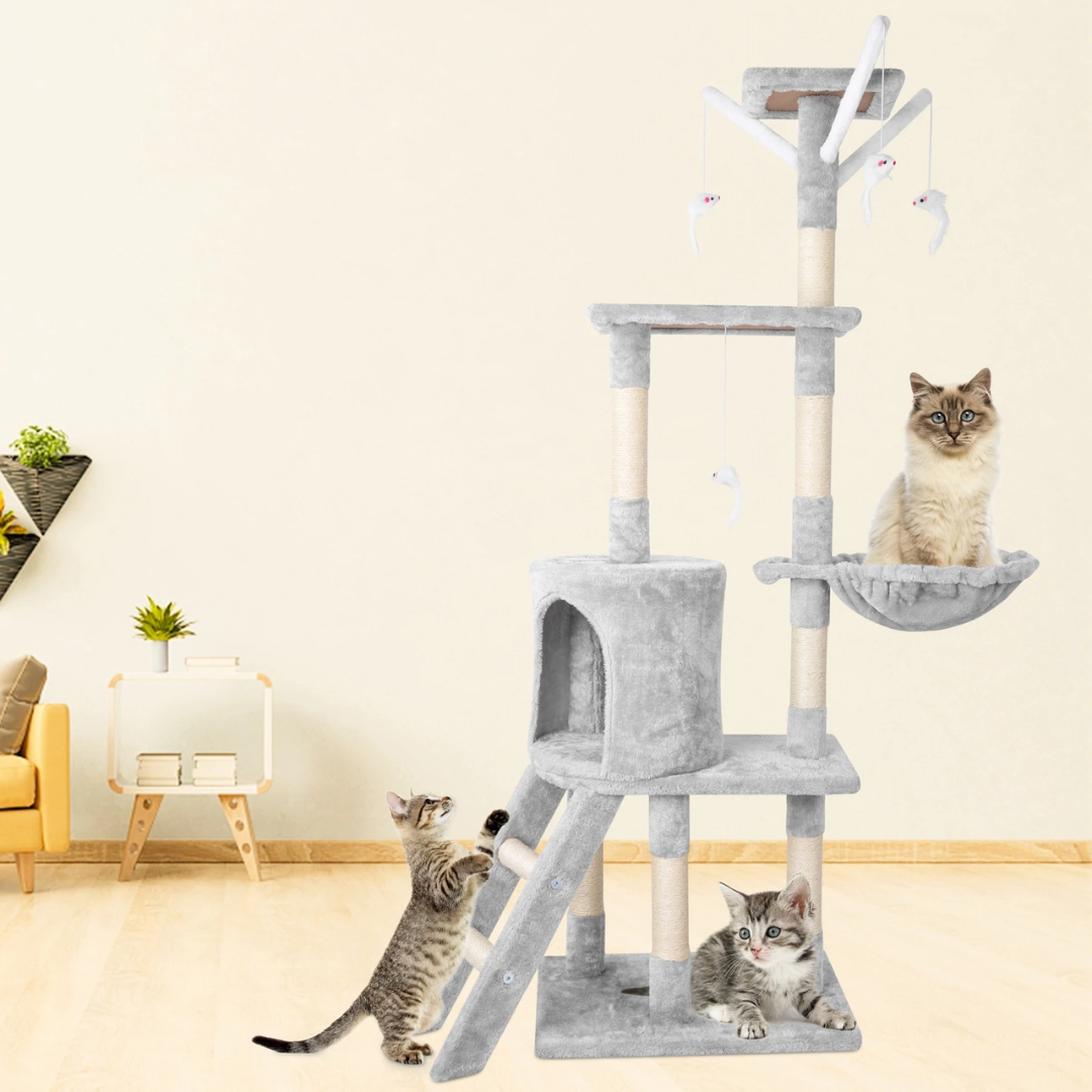 Cozy Cat Tower with Ladder and Hideaways