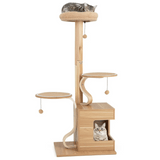 Large Wooden Cat Tower with Soft Perches & Hideaways