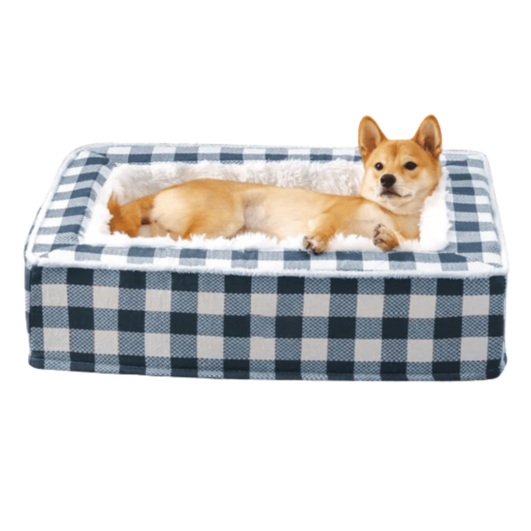 Cozy Plaid Dog Bed for Anxiety Relief and Comfort