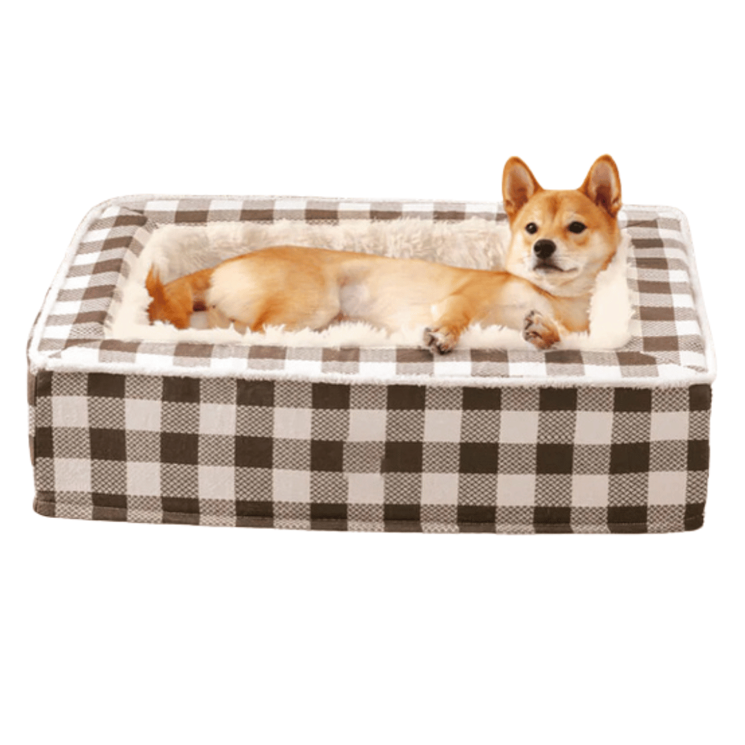 Cozy Plaid Dog Bed for Anxiety Relief and Comfort