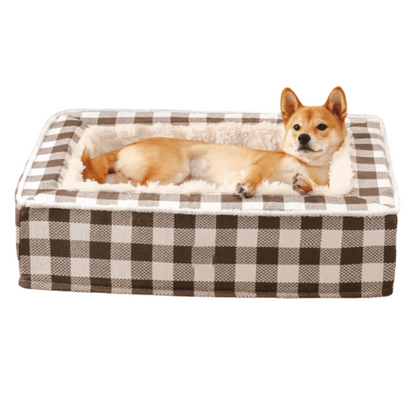 Cozy Plaid Dog Bed for Anxiety Relief and Comfort