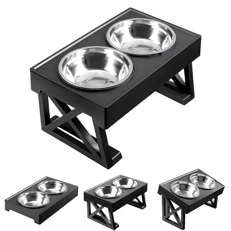 Elevated Dog Feeder with Adjustable Stand and Stainless Bowls