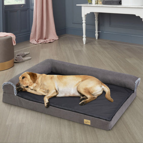 Large Comfort Dog Mattress | L-Shaped with Soft Fleece Cover