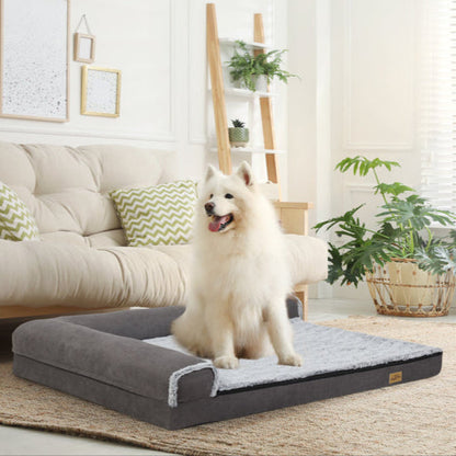 Large Comfort Dog Mattress | L-Shaped with Soft Fleece Cover