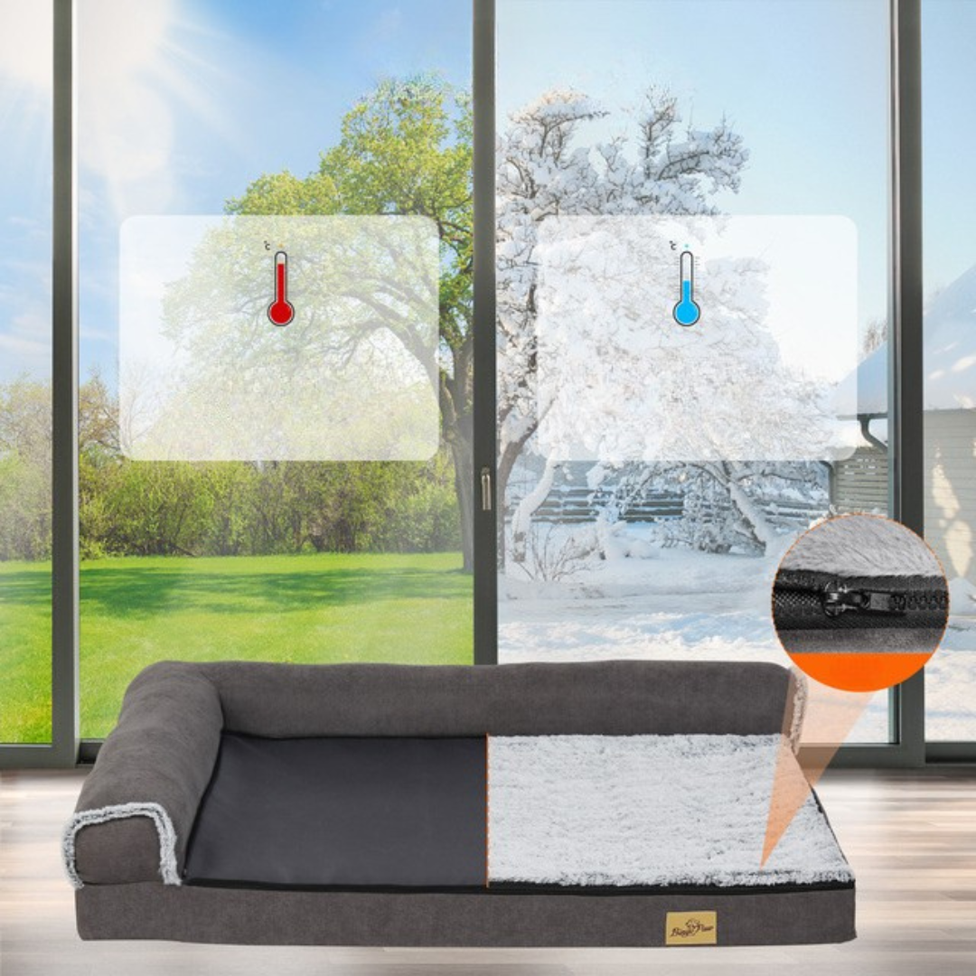 Large Comfort Dog Mattress | L-Shaped with Soft Fleece Cover