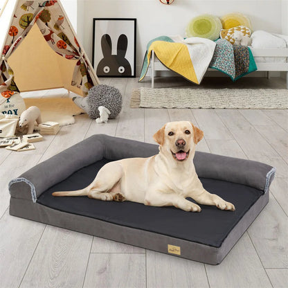 Large Comfort Dog Mattress | L-Shaped with Soft Fleece Cover