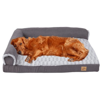 Large Comfort Dog Mattress | L-Shaped with Soft Fleece Cover