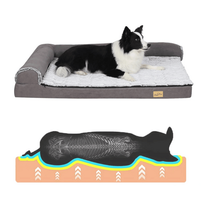 Large Comfort Dog Mattress | L-Shaped with Soft Fleece Cover