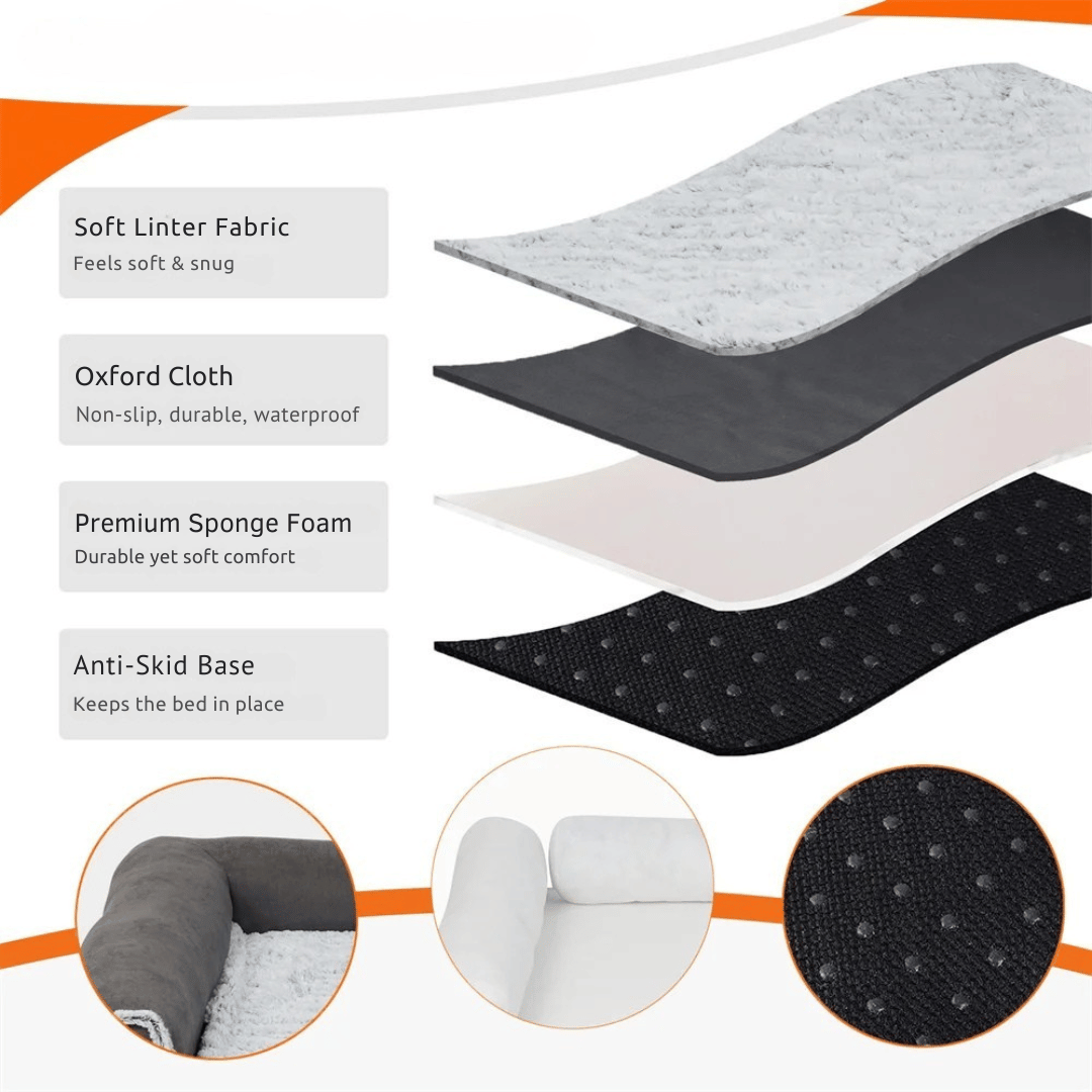 Large Comfort Dog Mattress | L-Shaped with Soft Fleece Cover