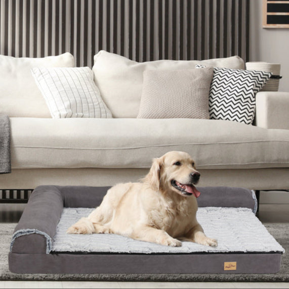 Large Comfort Dog Mattress | L-Shaped with Soft Fleece Cover