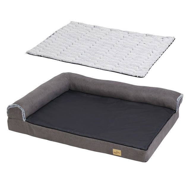 Large Comfort Dog Mattress | L-Shaped with Soft Fleece Cover