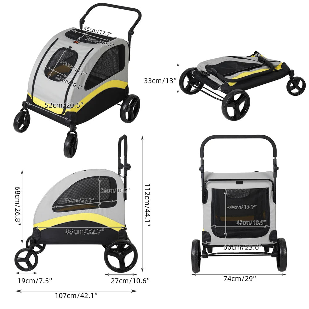 Folding Pet Stroller for Big and Small Dogs