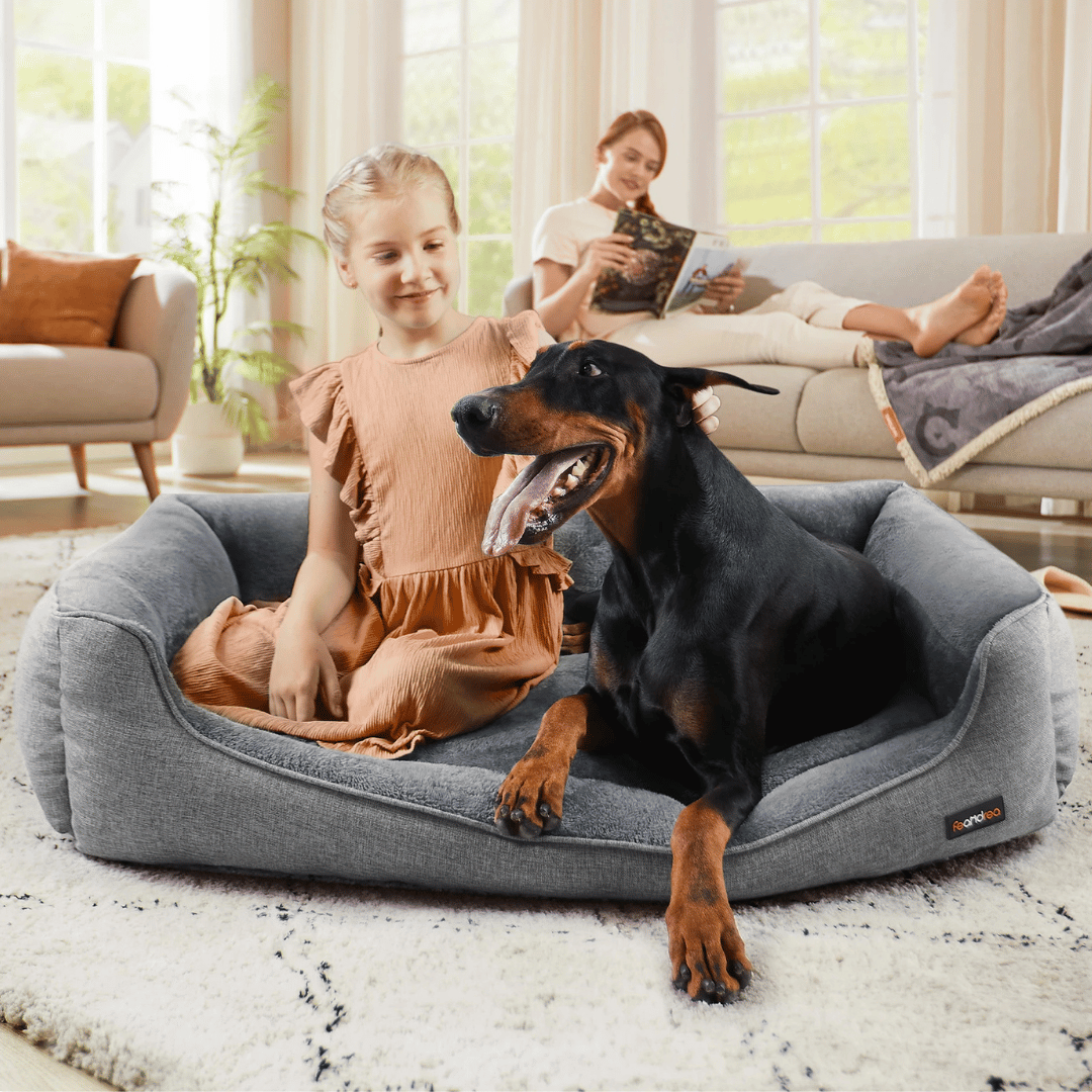 Large Orthopedic Bolster Dog Bed with High Sides