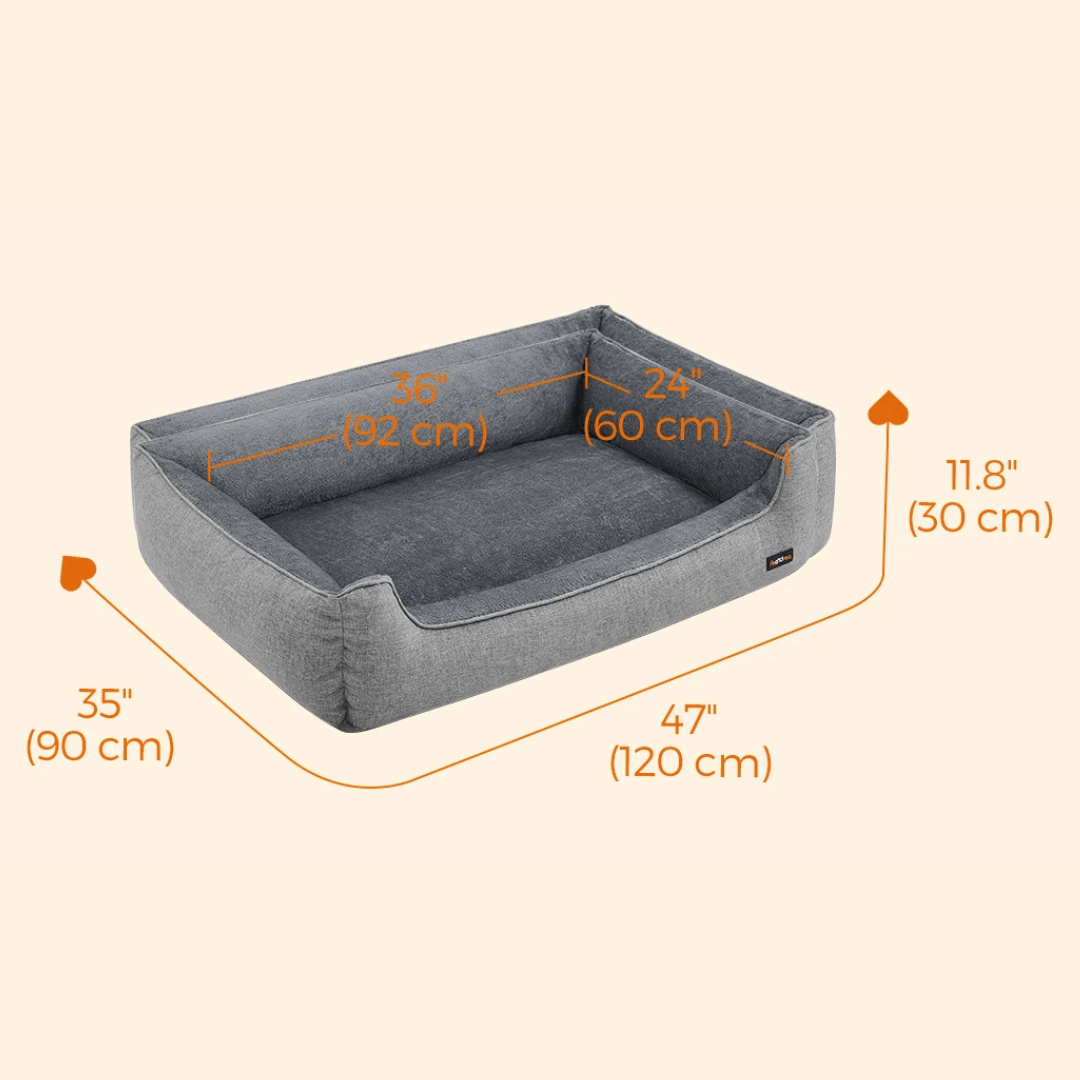 Large Orthopedic Bolster Dog Bed with High Sides