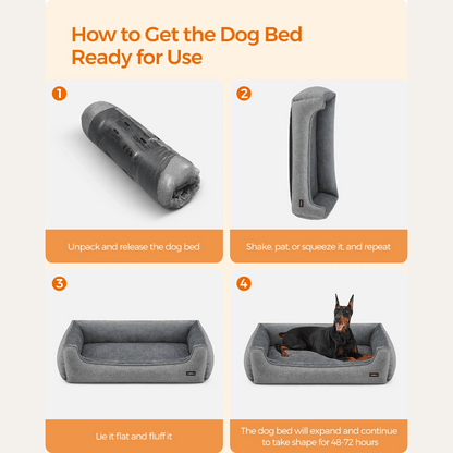 Large Orthopedic Bolster Dog Bed with High Sides